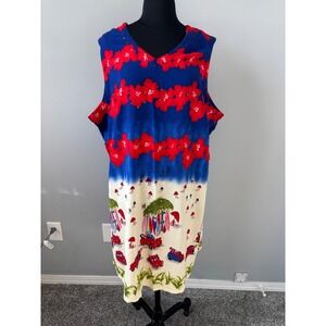 Club Z Collection Vintage Hawaiian Beach Print Sleeveless Dress Cover Up‎ 3X